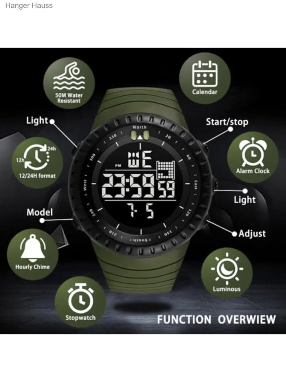 Men's Military Sports Watch Digital LED Alarm Stopwatch Water Resistant Date
